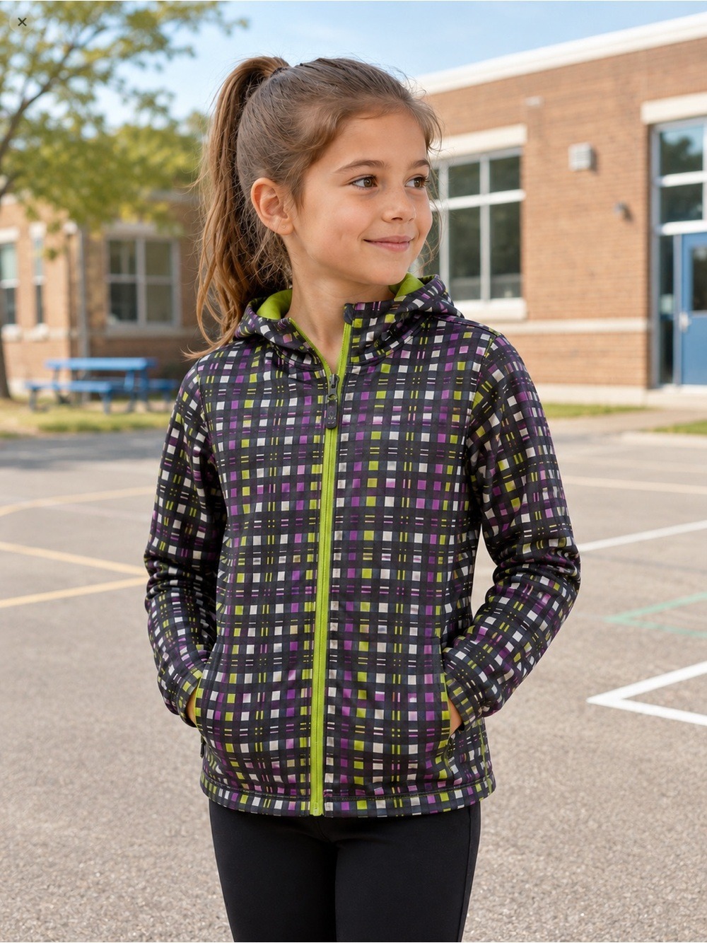 Urban Rags Kids Patterned Full Zip Hooded Jacket Size S 8-10 Unisex Lightweight
